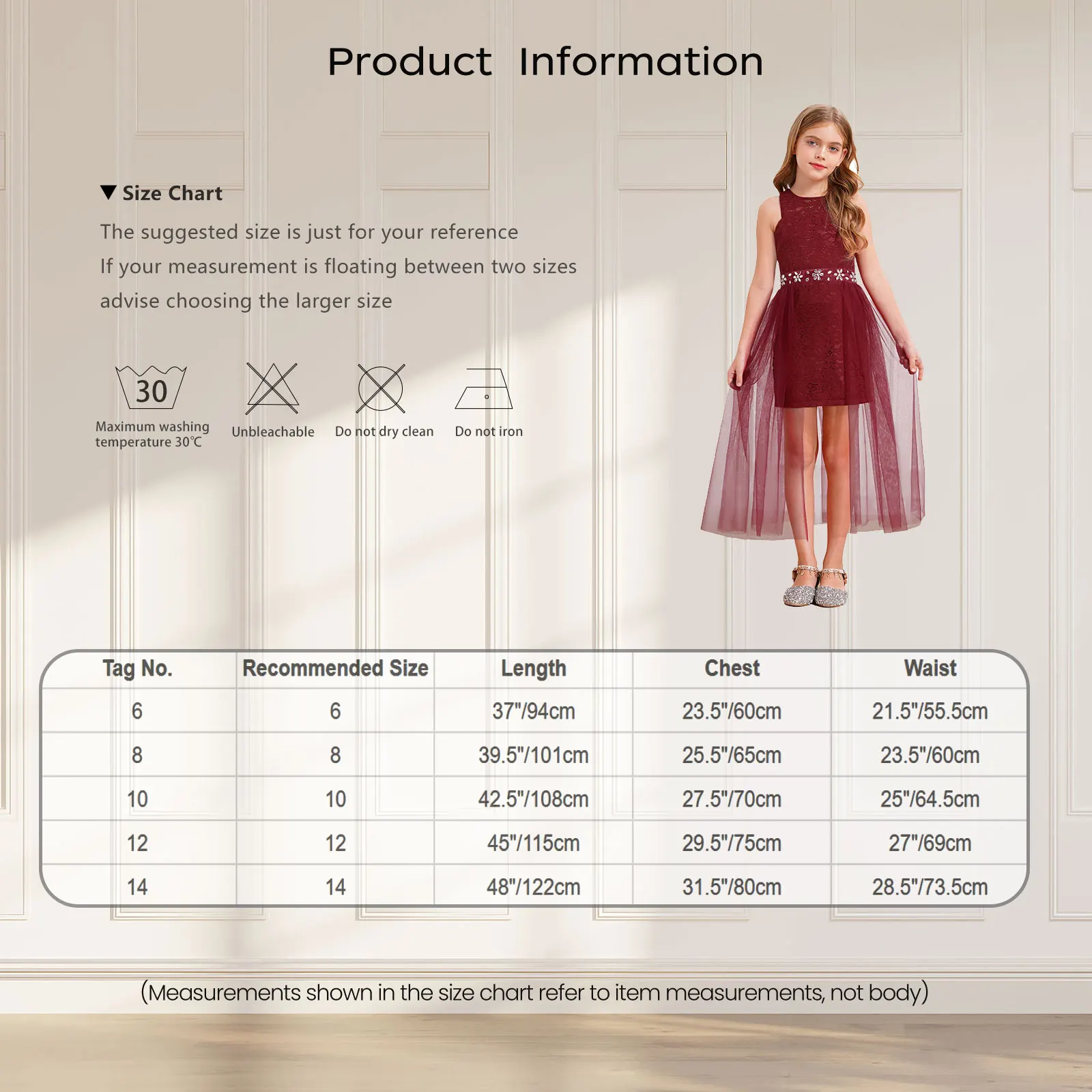 Kinder Mädchen Tüll Spitze Länge Kleid Gefälschte Diamant Verziert Taille Hohe Taille Oberschenkel Kleid für Hochzeit Party Festzug