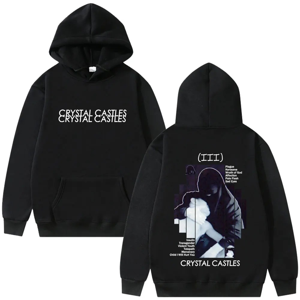 

Crystal Castles III Album Graphic Hoodie Men Women Vintage Gothic Rock Sweatshirt Male Fashion Casual Oversized Pullover Hoodies