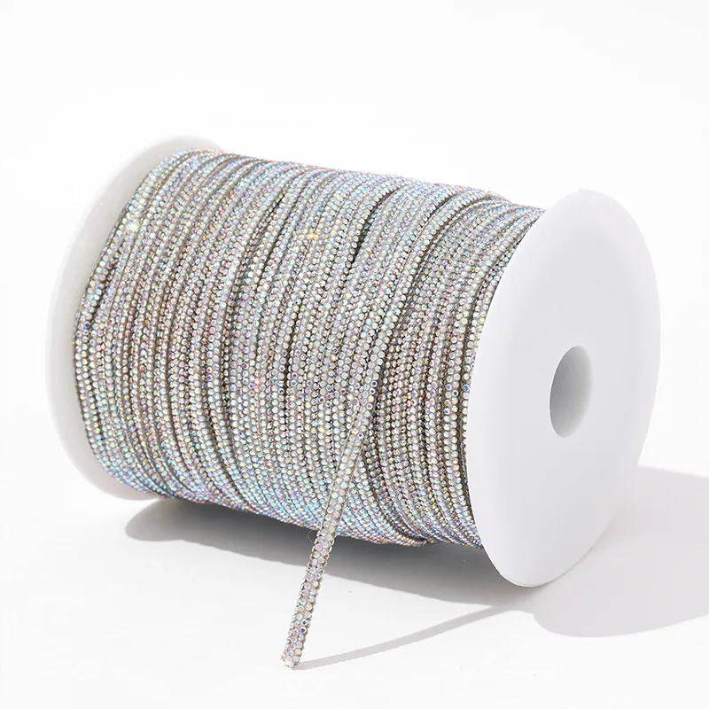 50yards 4mm Crystal Rhinestone Cord Trim Glass Diamond Rope DIY Sewing For Clothes Shoes Bags Wedding Dress Costume Decoration image 3