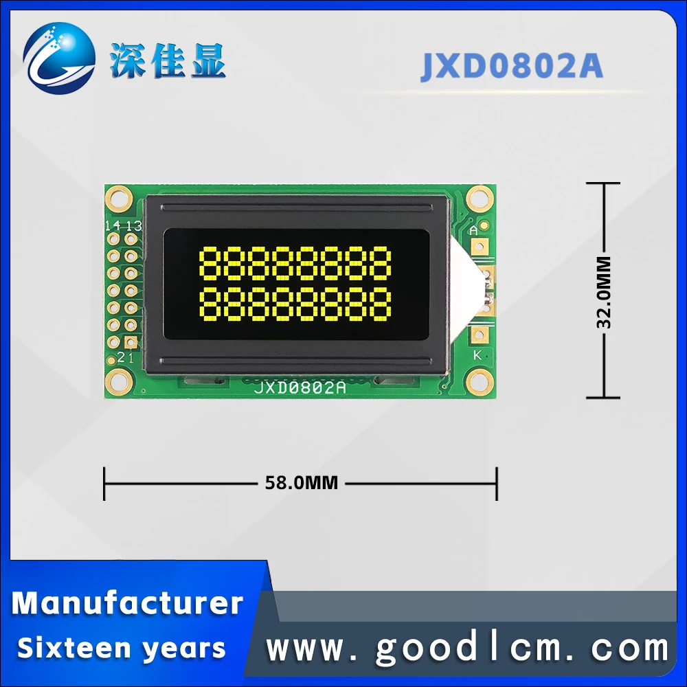 Stn Geel Groen Scherm 0802lcd 08 * 02lcd Display Module Tekens 8 Tekens * 2 Lijnen Ingebouwde Controller SPLC780D of KS0066