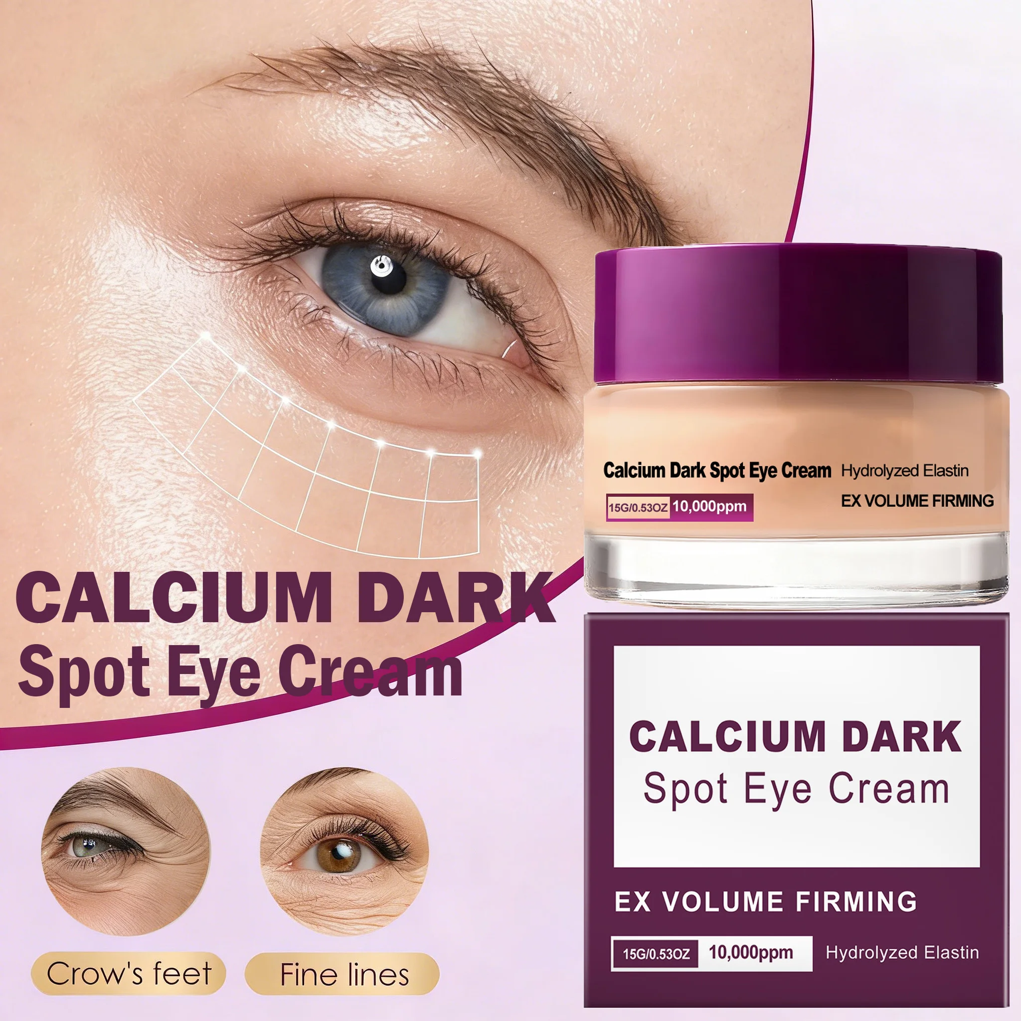 

Calcium Dark Spot Eye Cream Collagen Boosting Wrinkle Smoothing Anti-Aging Firming Eye Cream for Wrinkles Puffiness Hydrating