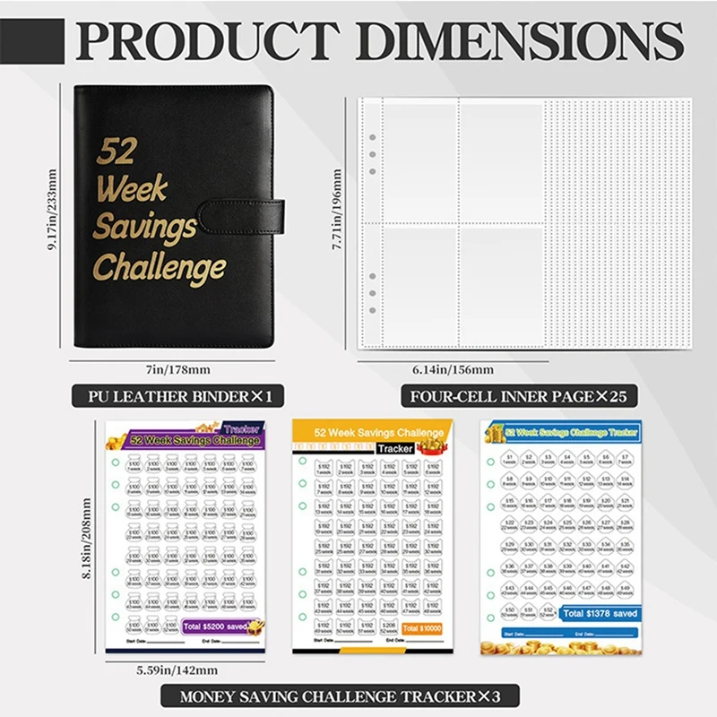 52 Week Money Saving Challenge Binder,Money Saving Binder With Savings Challenges Book And Cash Envelopes, Purple Easy To Use