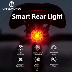 OFFBONDAGE Smart Bicycle Brake Light IPx6 Taillight Type-C Bike Tail Rear Light Auto Stop LED Riding Warning Cycling Light