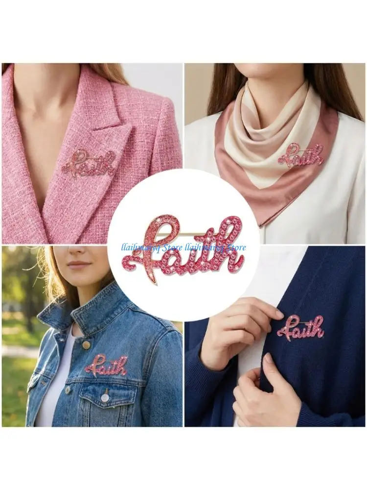 573B Dainty Zinc Alloy Breast Cancers Awareness Pin Accessories Delicate Letters Shaped Brooch Perfect For Any Outfit