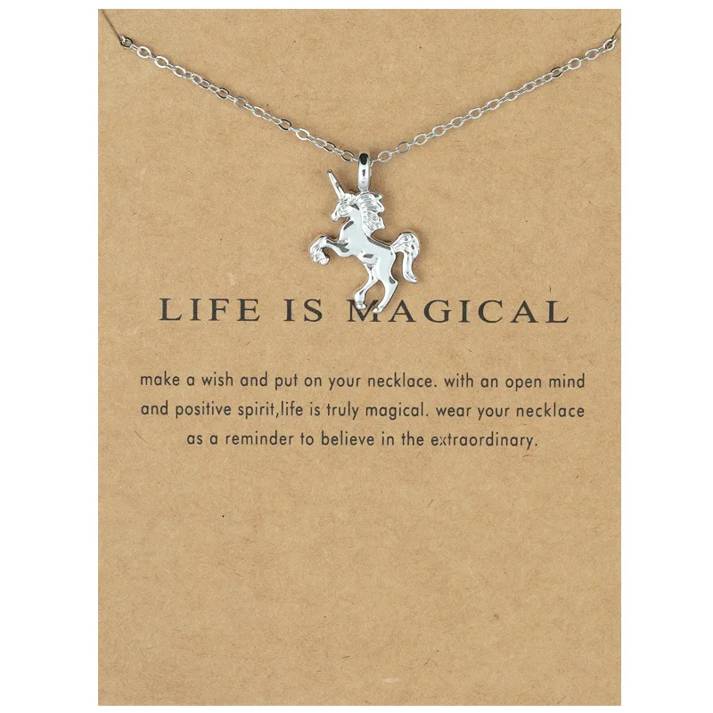 Cross border exclusive unicorn necklace ins alloy pony creative card in stock collarbone chain