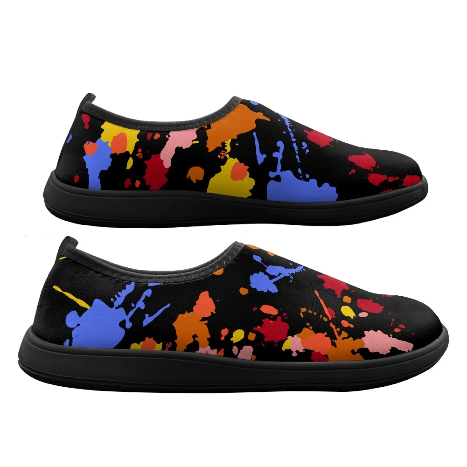 PENSTROLL Colorful Splash Ink Print Barefoot Minimalist Shoes Casual Shoes for Wide Feet Humen Slip On Hike Footwear