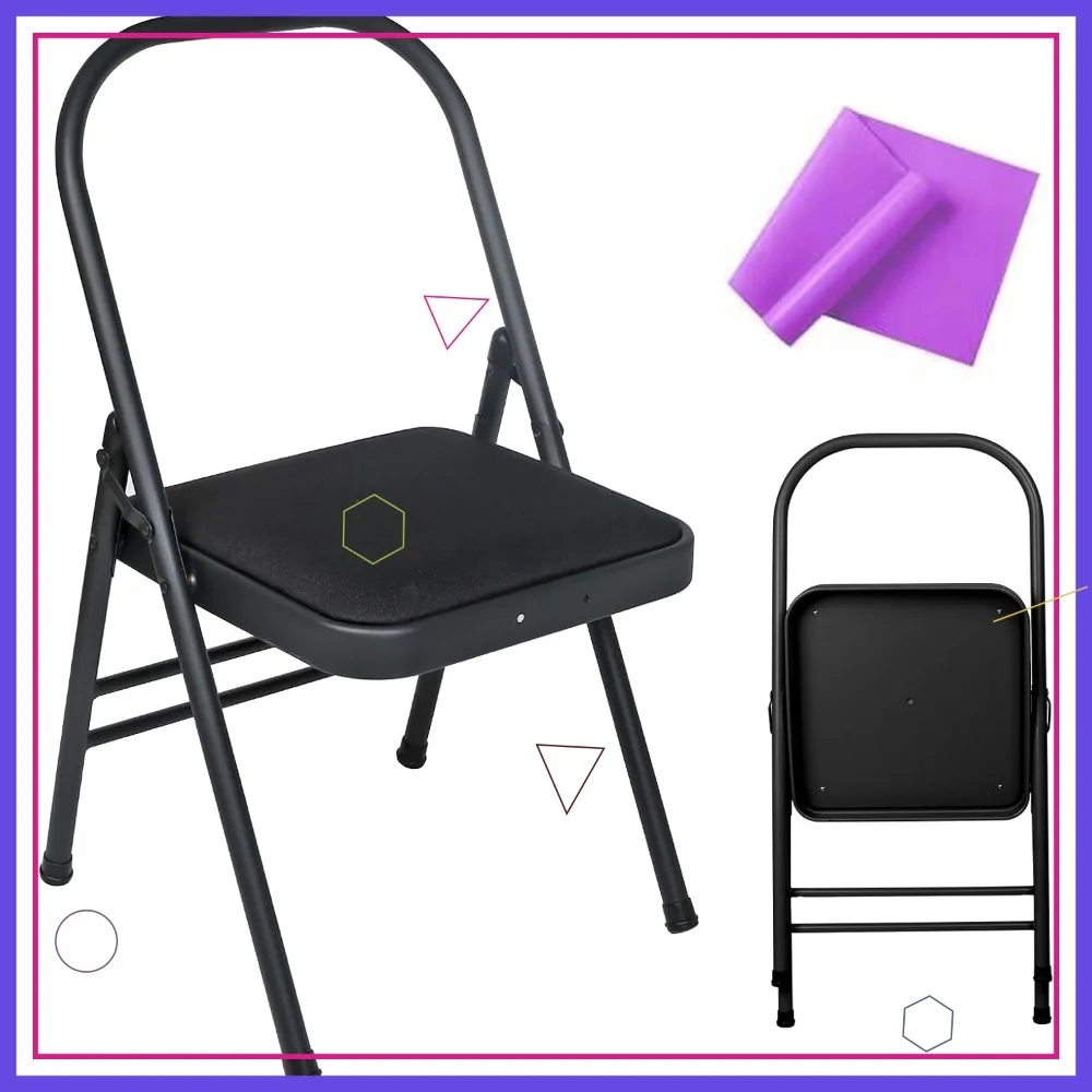 

Foldable Backless Yoga Chair with Resistance Band for Core Strength & Flexibility