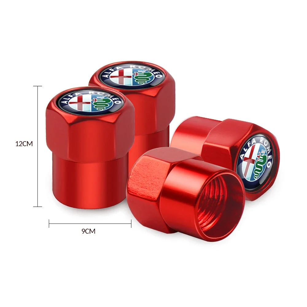 Hub Caps 4PCS Universal Car Tire Aluminum Alloy Hexagonal Valve For Alfa Romeo Giulietta Giulia GT Mito Brera F1 Stelvio view 6
