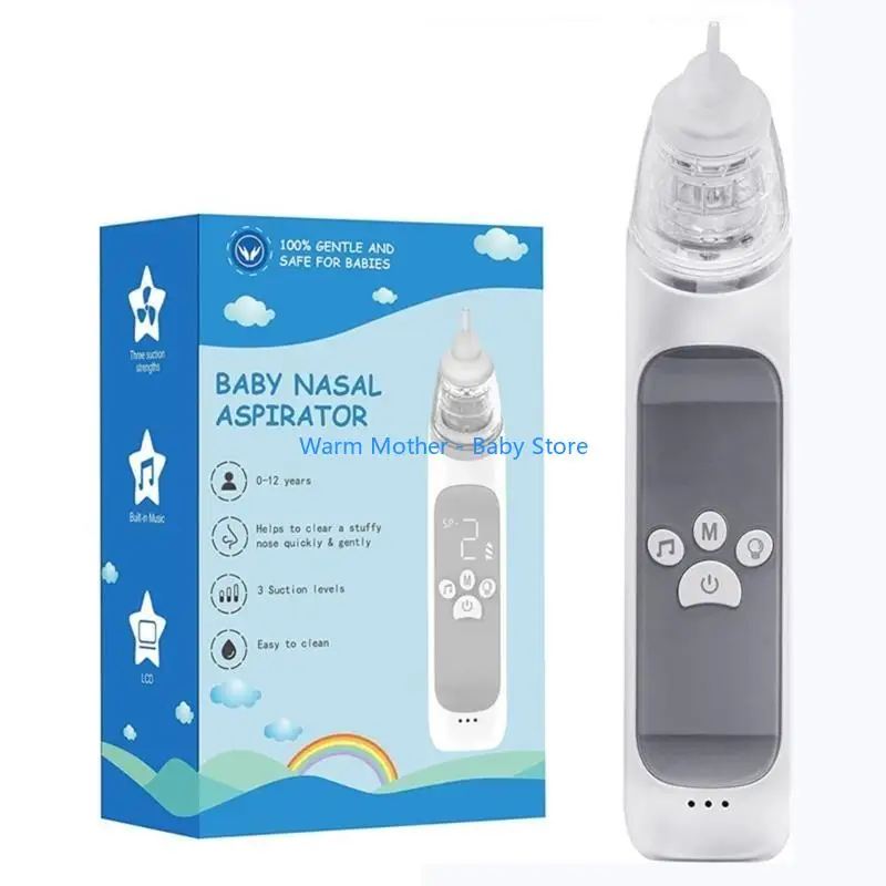 

1 Set Adjustable Electric Baby Nasal Aspirator Newborns Nose Cleaner with Soft Silicone Tips and Relaxing Music & Lights 57QE