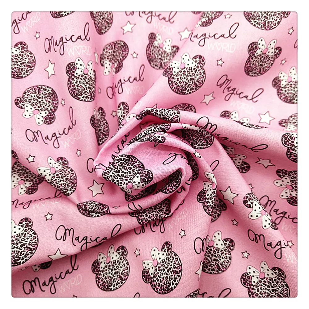 FABFAIRY Offer All Kinds Of 100%Cotton Printed Fabric Pink Cute Design Fabrics For Girl Dress Clothes DIY Sewing