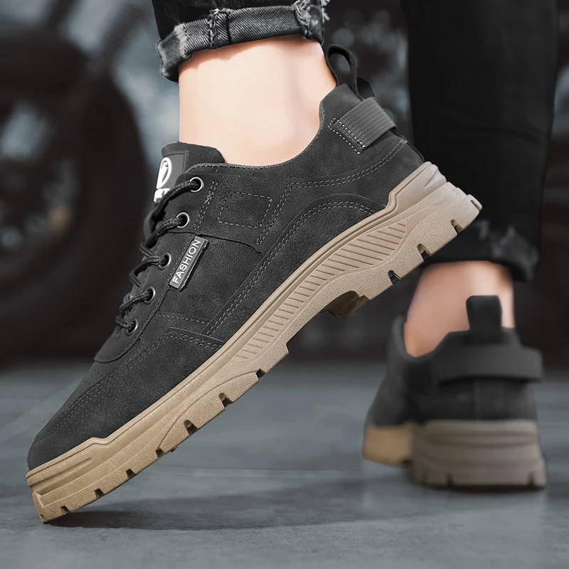 STRONGSHEN Men Work Tooling Shoes Anti-slip Wearable Casual Shoes Outdoor Mountaineering Travel Sports Sneakers Tenis Masculino