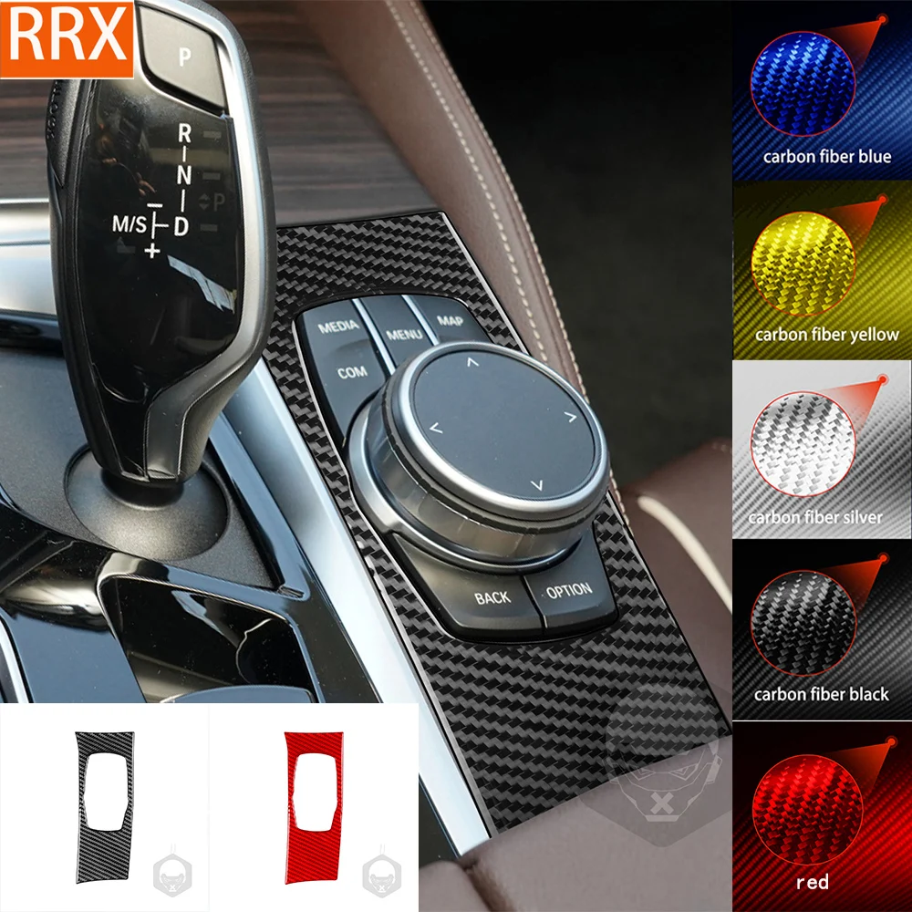 

For BMW 5 Series G30 2016-2022 Multimedia Knob Trim Panel Cover Tuning Soft Real Carbon Fiber Sticker Car Interior Accessories