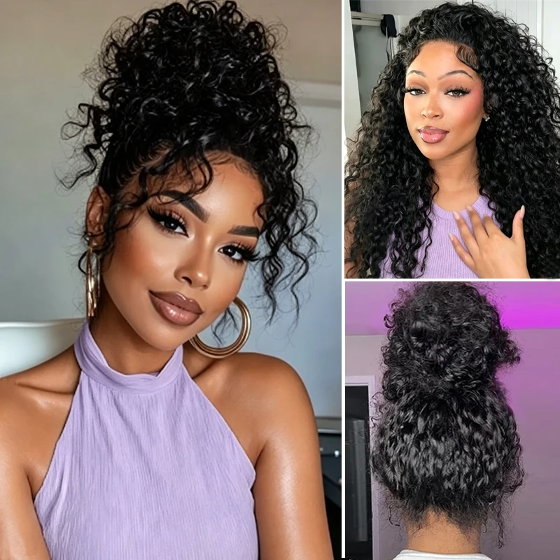 Karyssa Invisible Strap HD 360 Full Lace Wig Human Hair Adjustable Hidden Drawstring Glueless Kinky Curly Water Wave 250%