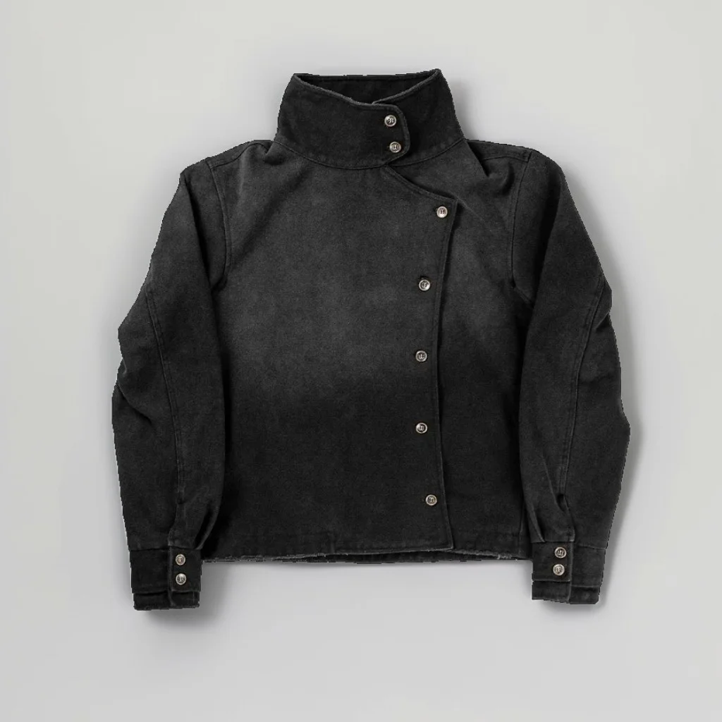 

Куртка унисекс Y2K из хлопкового канваса с эффектом винтажной стирки, градиентная, с нестандартными пуговицами, в готическом стиле Харадзюку, уличная повседневная куртка