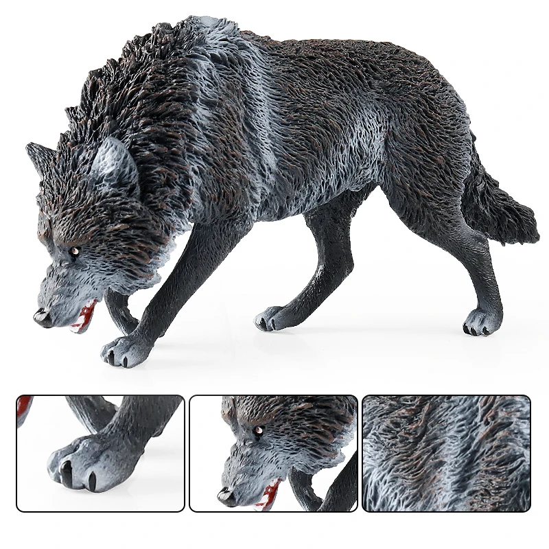 Oenux Big Size Savage Wild Beast Animals Wolf Wolves Model Action Figures Collection Solid PVC High Quality Home decor Toy Gift