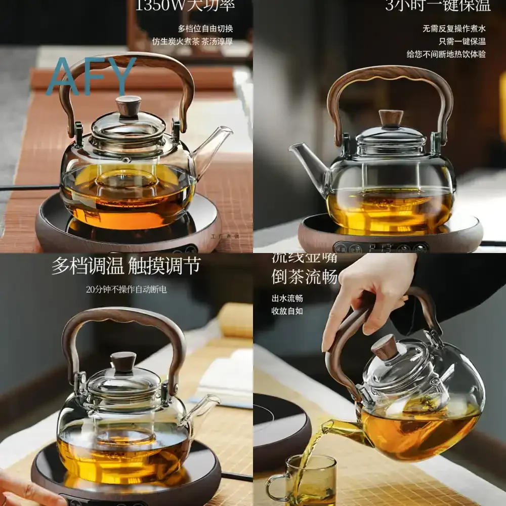 Ultra Thin Electric Ceramic Cooktop for Tea Kettle Set Large Capacity Glass Tea Pot for Office Modern Premium Tea Brewing