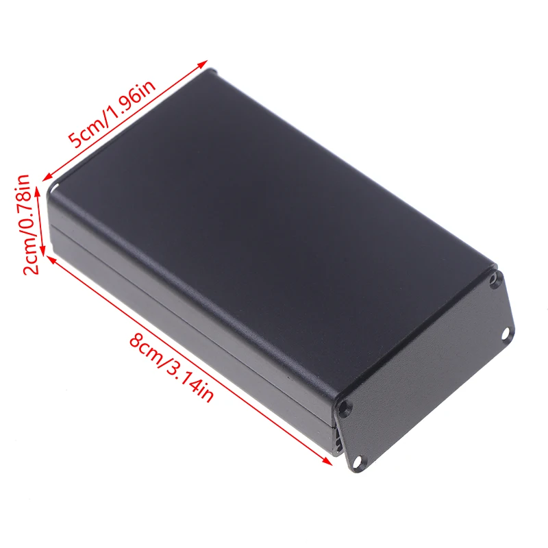 Aluminum PCB Instrument Box Enclosure Electronic Project Case Panels Screws DIY Built-in Grooves Black 80x50x20mm