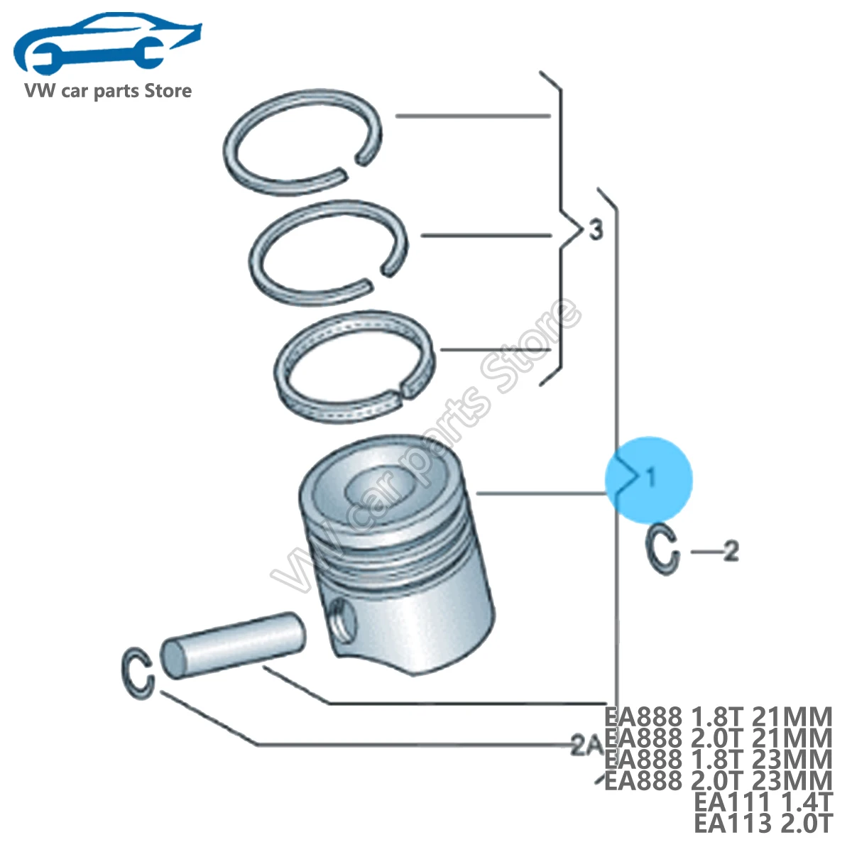 06L107065BD EA888 Modified Engine Piston & Piston Ring Kit For Audi A4 A5 A6 VW Golf Tiguan Passat Jetta Passat CC 06H107065DL