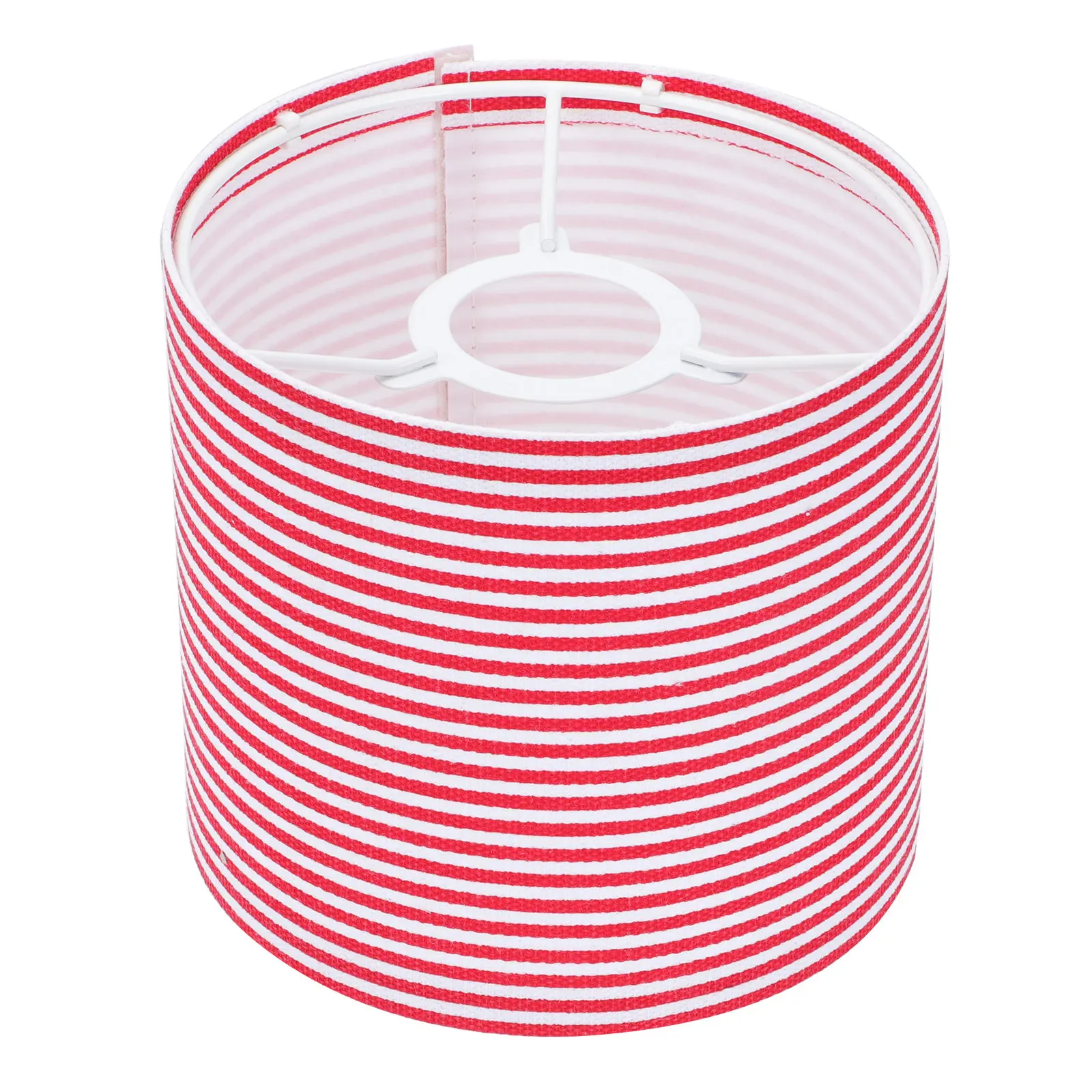 

1Pcs Red and White Stripe Fabric Lamp Shade Soft Light Diffuser for Eye Protection Stylish Decorative Lampshade for Study Office