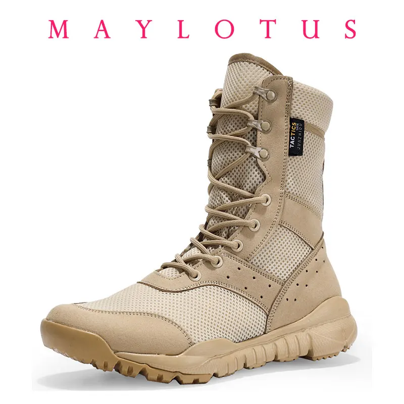 

2025 Combat Boot Men Women Climbing Training Lightweight Waterproof Tactical Boots Outdoor Hiking Breathable Mesh Shoes