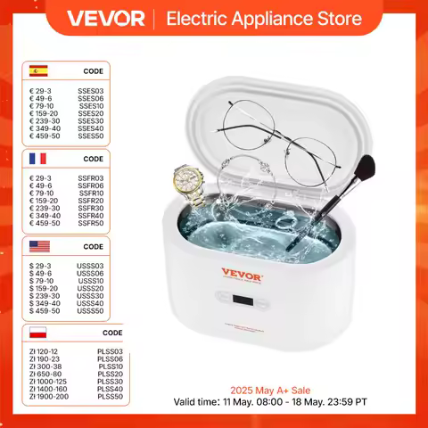 VEOVR 650ml Ultrasonic Cleaner Mini Portable Washing Machine Ultrasound Bath Sonic Cleaning Devices for Glasses Home Appliance