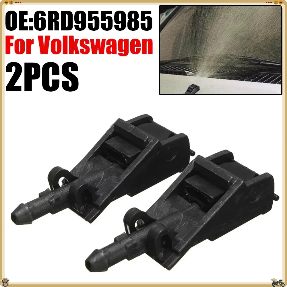 2pcsCar Front Windshield Washer Wiper Nozzle Sprinkler For Passat B5 Golf 5 4 MK4 Transporter Touareg Bora Polo Beetle 6RD955985