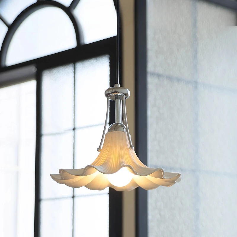 Bauhaus White Ceramics Magnolia Ceiling Pendant Light LED Full Spectrum Living Room Restaurant Bedroom Kitchen E27 Hanging Lamps