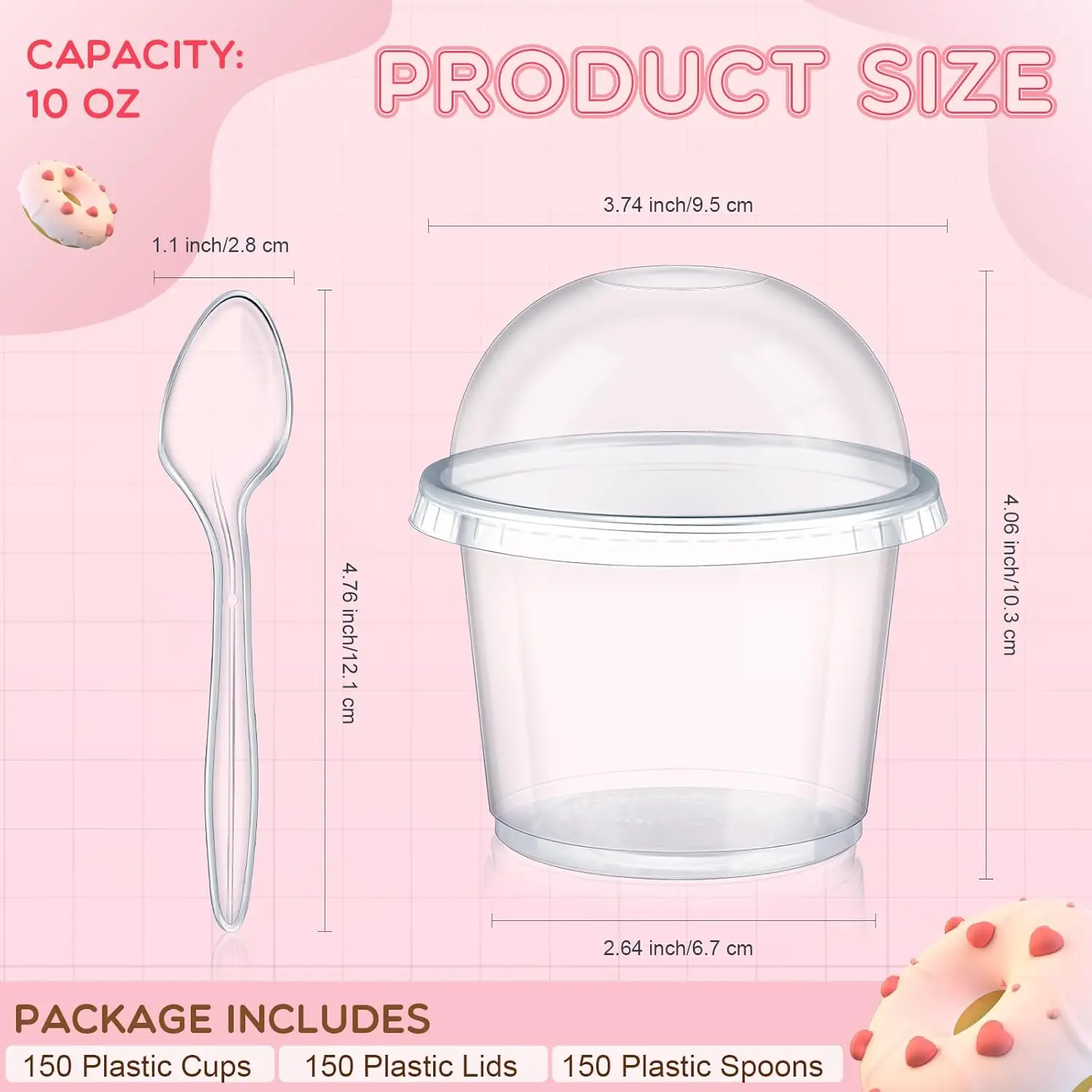 Clear Plastic Dessert Cups with Lids Disposable Parfait Party Cups Snack Containers Bowls for Cake Yogurt Fruit Ice Cream Mousse