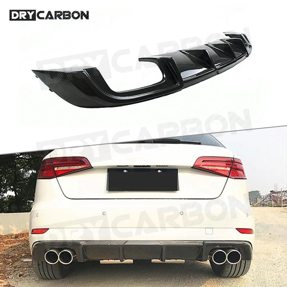 

Rear Bumper Lip Diffuser for Audi A3 Sline S3 Hatchback Sportback 2017 2018 2019 Carbon Fiber Four Outlet Diffuser Spoiler