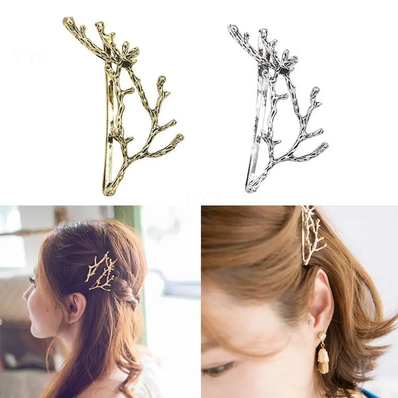 Fashion Gold Leaf Shape Metal Hair Clips Women Elegant Hairpins Barrettes Headbands Lady Hair Accessories