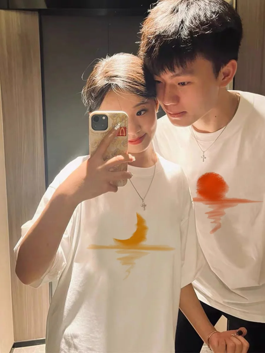 Koreanische Bewertungen viele Kleidung Mode Frau T-Shirt lässig O-Ausschnitt Männer Tops Liebhaber T-Shirt