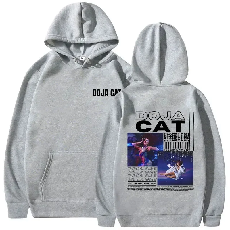 

Rapper Doja Cat Planet Her Double Sided Print Hoodie Men Women Hip Hop Vintage Oversized Sweatshirt Male Casual Fleece Hoodies