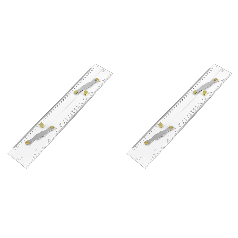 

2X Marine Parallel Ruler Clear Scales, Mapping Points To Pull Parallel Ruler 450MM, Nautical Charts Parallel Ruler