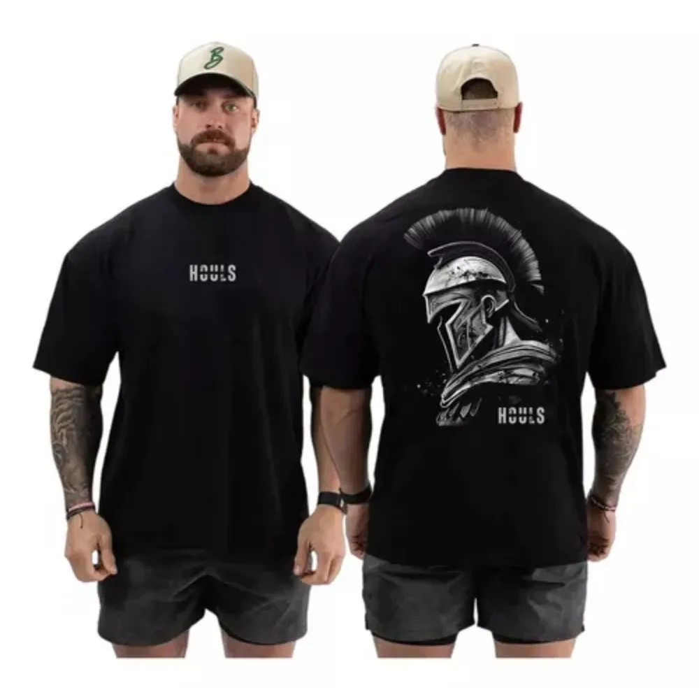 2026 New Minimalist Bodybuilder Pose Gym T-Shirt, Strength Training Streetwear, 100% Cotton Oversized Fit Tee for Men