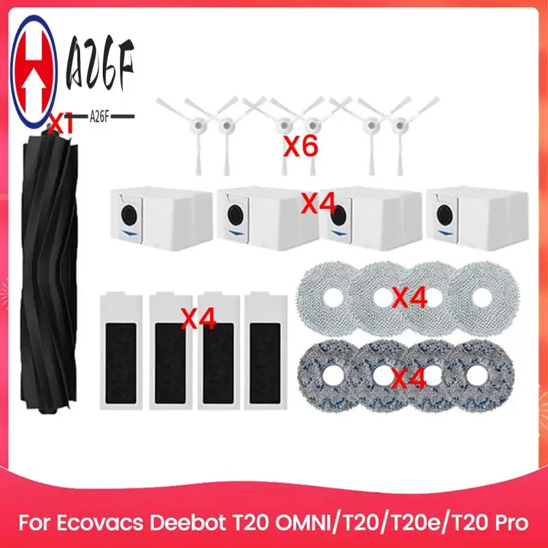 A26F-1 Набор щеток, фильтр, мешок для пыли и набор тряпок для швабры для Ecovacs Deebot T20 OMNI T20 T20e T20 Pro, замена пылесоса A26F-1 Набор щеток, фильтр, мешок для пыли и набор тряпок для швабры для Ecovacs Deebot T20 OMNI T20 T20e T20 Pro, замена пылесоса