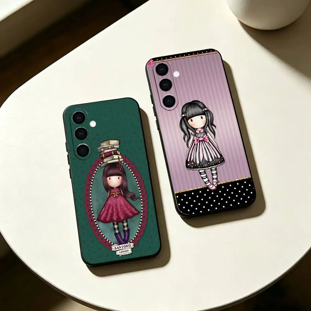 Cute Stylish S-Santoro G-Gorjuss Phone Case For Samsung Galaxy A73,A72,A71,A70,A53,A52,A51,Soft Silicone Black Cover