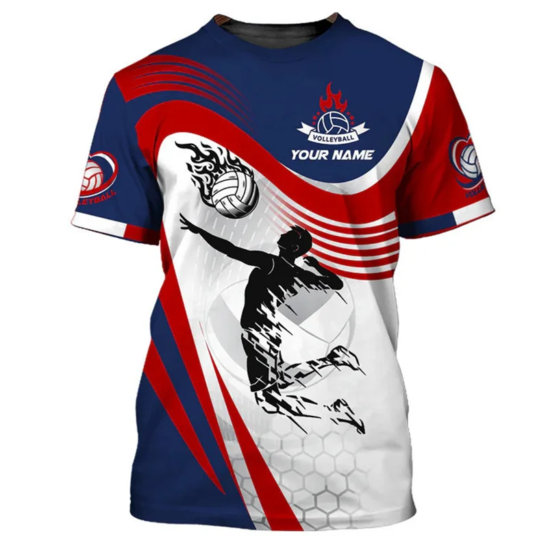 

New volleyball uniform personalized customization name unisex 3D print men's T-shirt fashion shirt athlete quick drying clothes