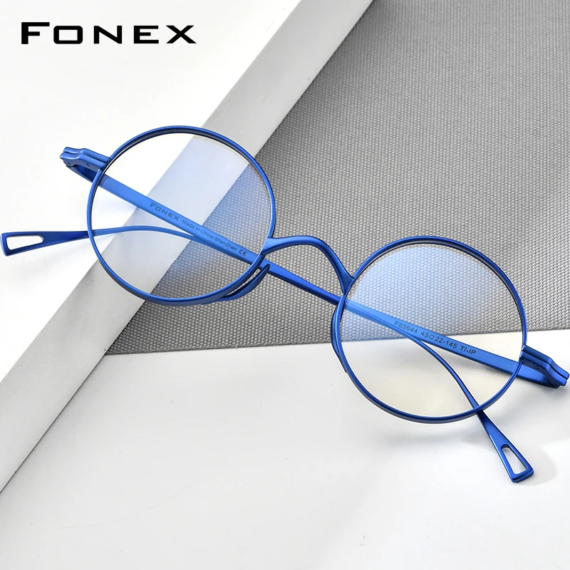 FONEX Pure Titanium Eyeglasses Frame Men Brand Design Round Glasses Women Retro Vintage Japanese High Quality Eyewear 85644