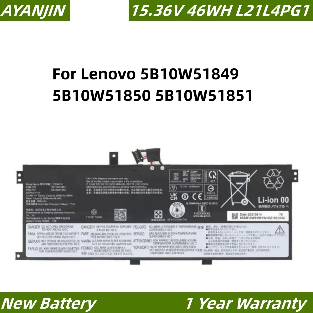 L21l4pg1 15.36V 46wh/2995Mah Laptop Batterij Voor Lenovo 5b10w51849 5b10w51850 5b10w51851 L21c4pg1 L21d4pg1 L21m4pg1