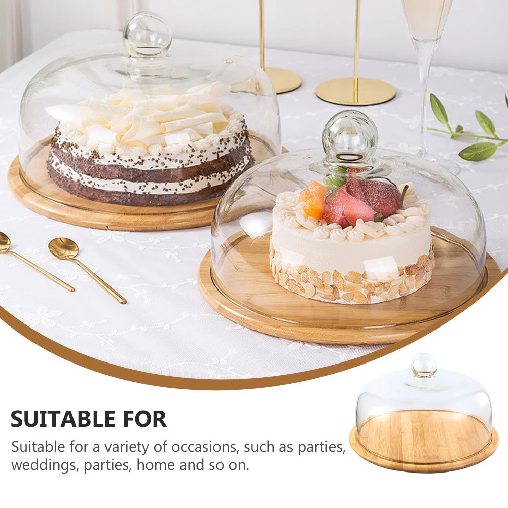 

Cake Display Tray Round Pans Dessert Plate Party Salad Bowl Storage Rack Stand Wooden Supply