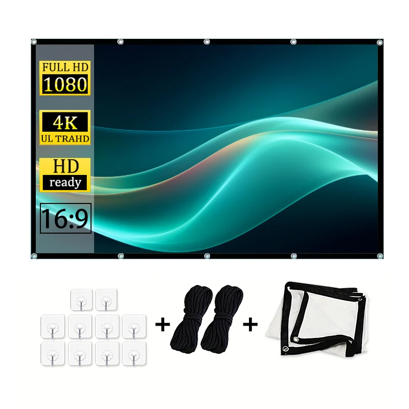 شاشة سميكة 100 بوصة. يأتي بحبل. شاشة فيلم الإسقاط البيضاء الكلاسيكية. مناسبة للاستخدام الداخلي والخارجي. #2