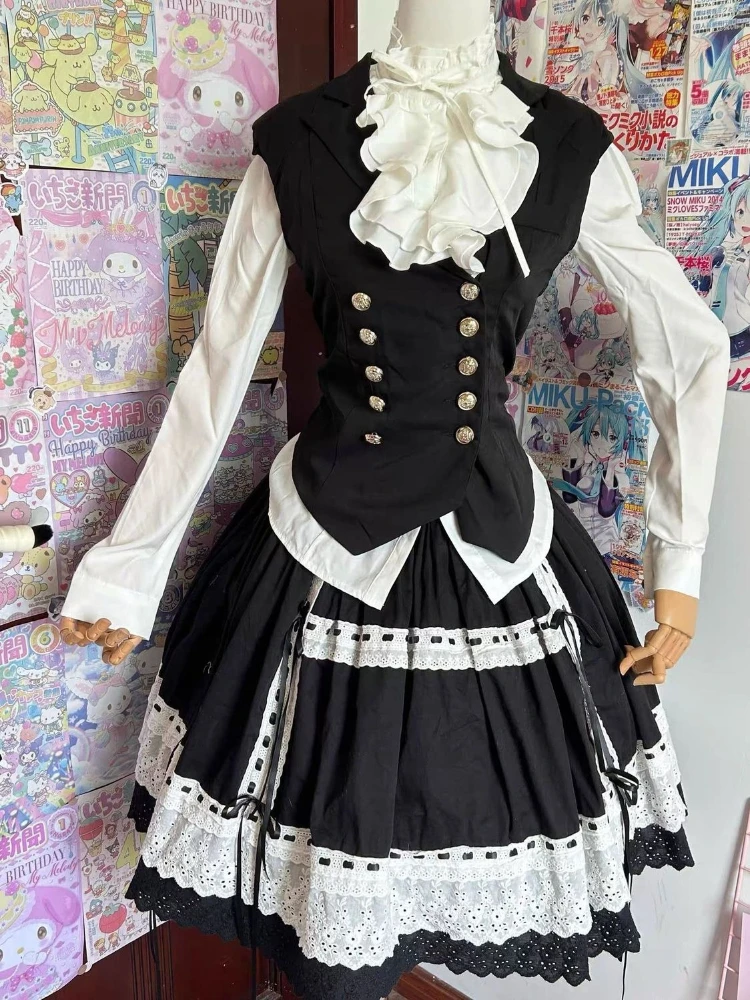 Japonês lolita estilo gótico blusa feminina vintage elegante camisas de moda vintage y2k estética babados topos roupas cosplay