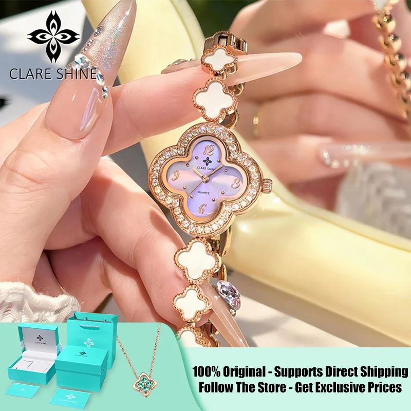 CLARE SHINE 7702 Lucky series Xiaomeiman four-leaf clover quartz women's watch with inlaid movement