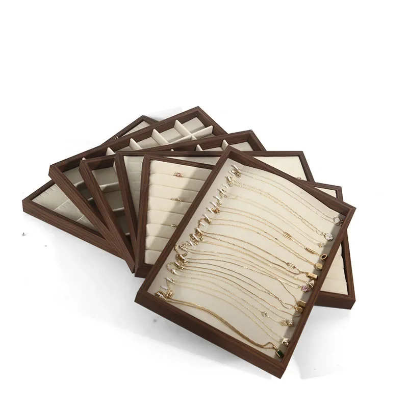 

Поднос для демонстрации ювелирных изделий из орехового дерева, реквизит для ювелирных изделий в стиле ретро, кольцо, ожерелье, серьги, органайзер, поднос для украшения дома и сада