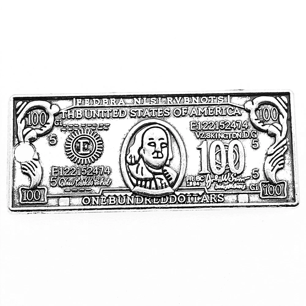 WYSIWYG 5pcs 42x18mm Money Dollar Charm Pendants For Jewelry Making Antique Silver Color Us Dollar Pendants Charm