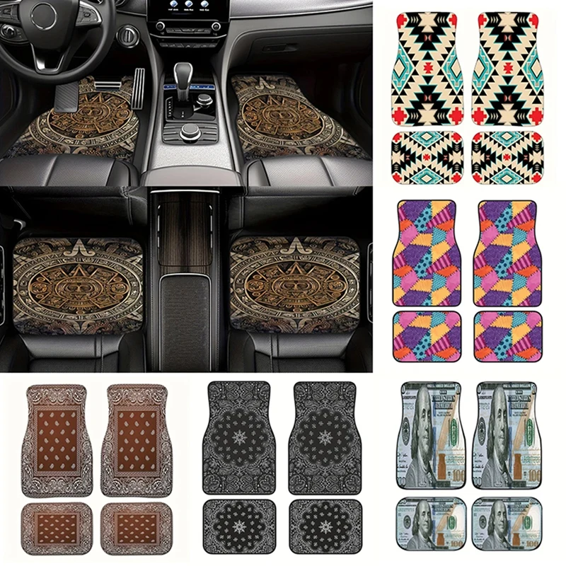 4PCS Bohemia Car Floor Mats Quality Protector Carpet Universal Waterproof Auto Foot Pad  Set Auto Accessories