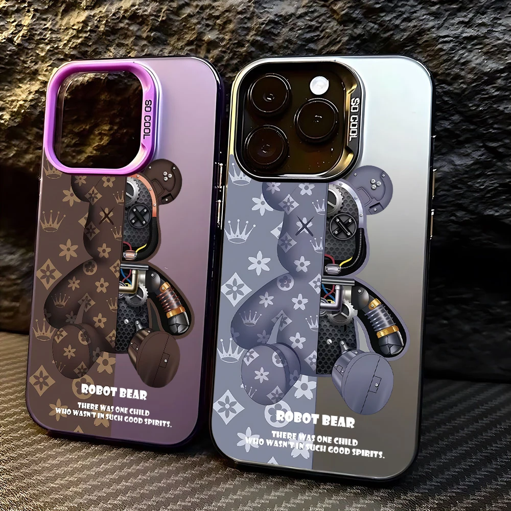 Custodia per telefono di lusso per B-Bearbricks iPhone 16 15 14 13 12 11 Pro Max X XR XSMAX 8 7 Plus Cover posteriore antiurto opaca Candy