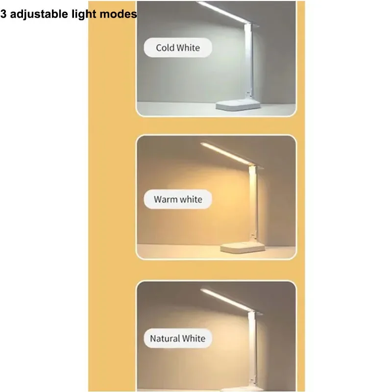 Lampada da tavolo pieghevole protezione per gli occhi lampada a LED tattile dimmerabile a 3 colori lampada da lettura da comodino flessibile a 360 ° USB ricaricabile