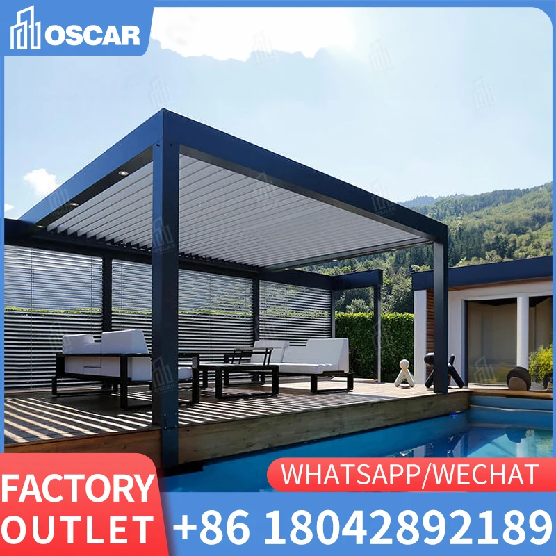 

Custom retractable roof awning modern pvc polycarbonate roof pergola electric for outdoor garden canopy gazebo