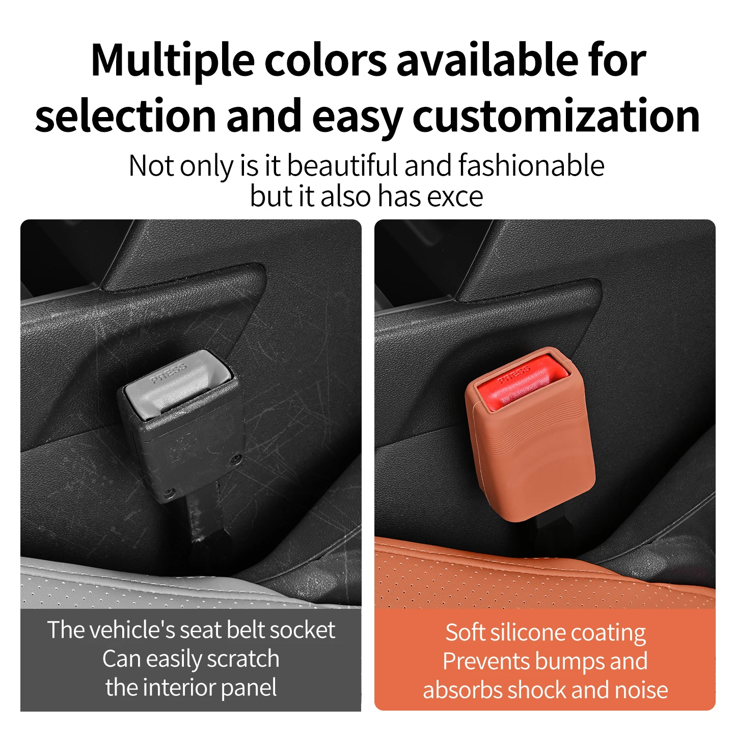 Car Seat Belt Socket Protective Cover, Silicone Sleeve for Latch Base, Anti-Collision and Anti-Scratch Protector, Universal Modification, Compatible with Most Car Models